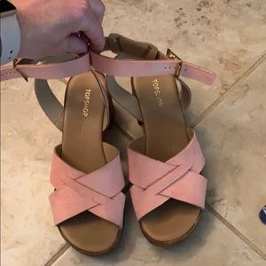Topshop block heel pink sandals